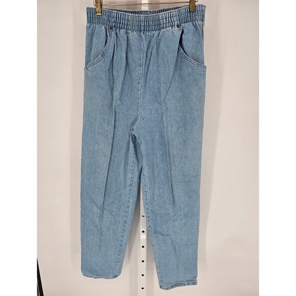 North West Blues Women's Blue Ultra High Rise Cotton Elastic Waist Jeans Size 14 - Picture 1 of 5